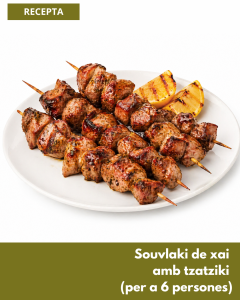 Souvlaki de xai amb tzatziki